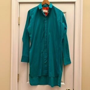 SGxEleazar Resort Green Button Down Coverup Shirt Dress OS